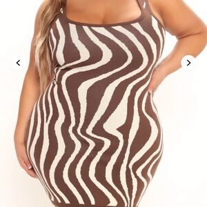 Fashion Nova Brown and White Zebra Mini Dress